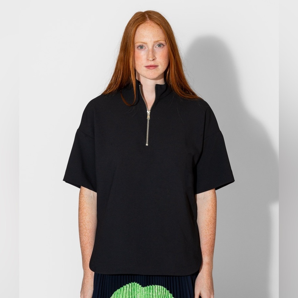NOMIA NYC Zip Mock Neck Oversized Tunic Black Sz 8 NWOT